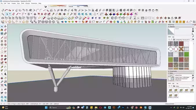 Contemporary modern building facade 3d model