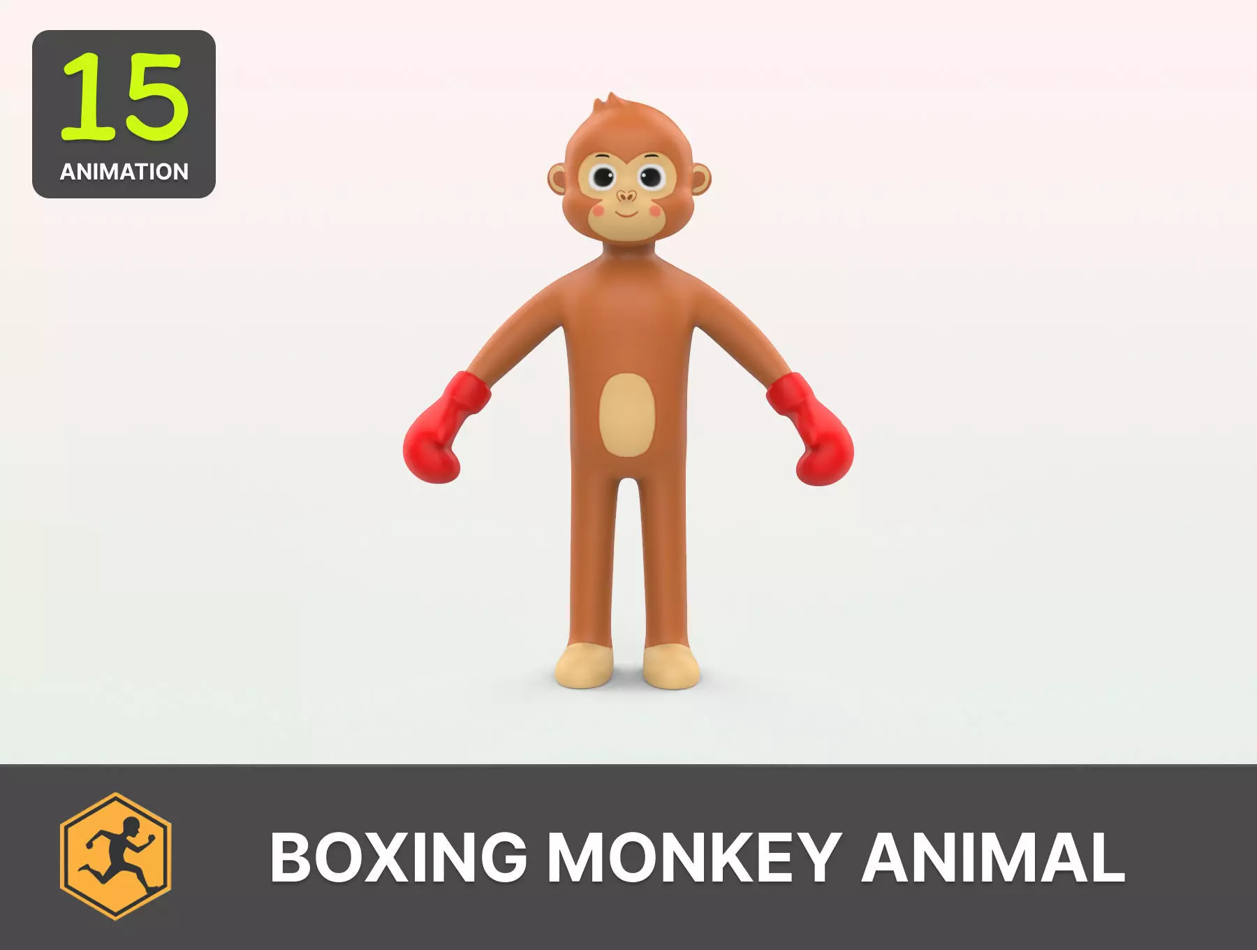 Boxing Monkey Animal Animated  Low-poly 3D model_0