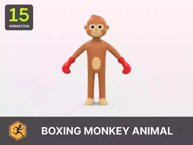 Boxing Monkey Animal Animated  Low-poly 3D model