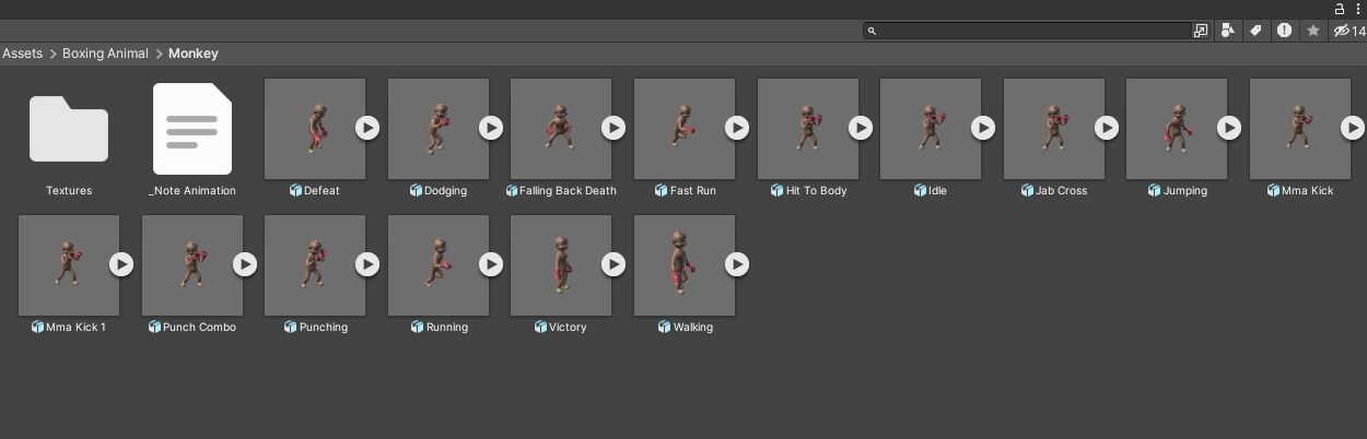 Boxing Monkey Animal Animated  Low-poly 3D model_10