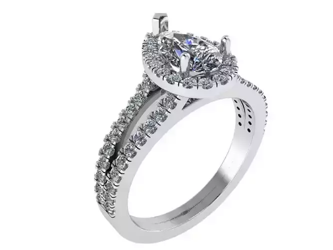 Pear Halo Split Shank Ring 0944