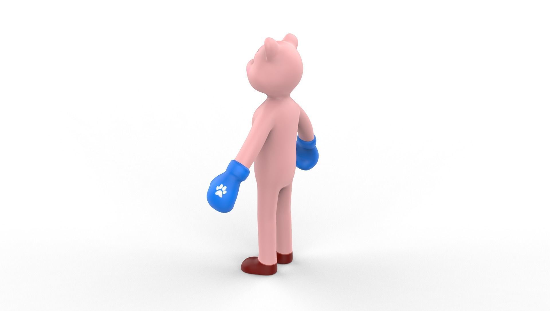 Boxing Pig Animal Animated Low-poly 3D model_16