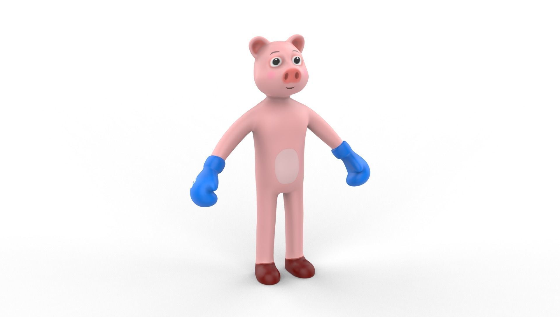 Boxing Pig Animal Animated Low-poly 3D model_25