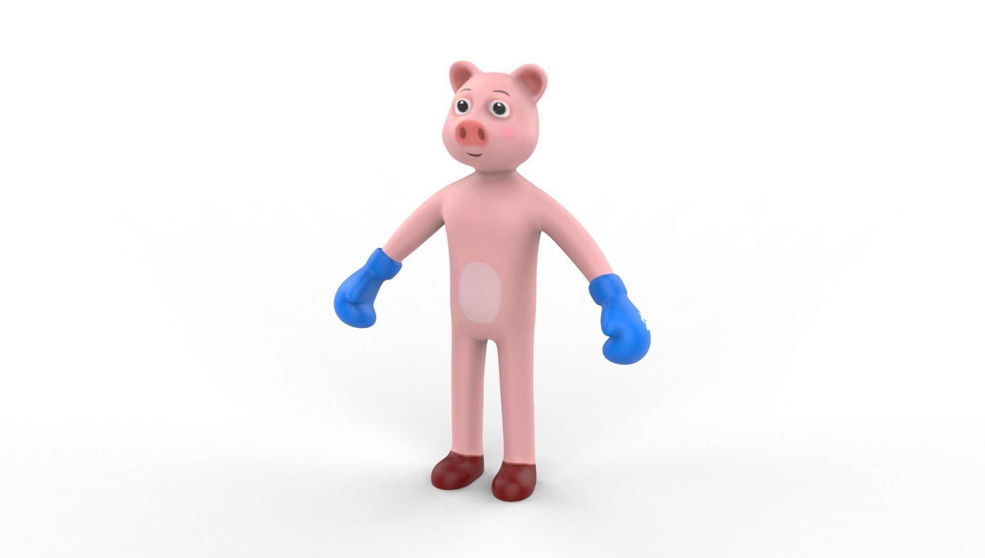 Boxing Pig Animal Animated Low-poly 3D model_12