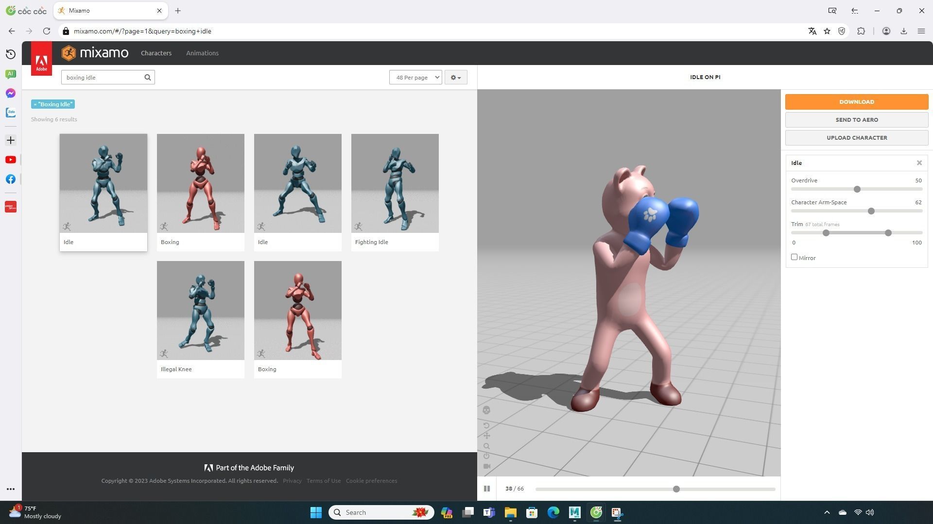 Boxing Pig Animal Animated Low-poly 3D model_1