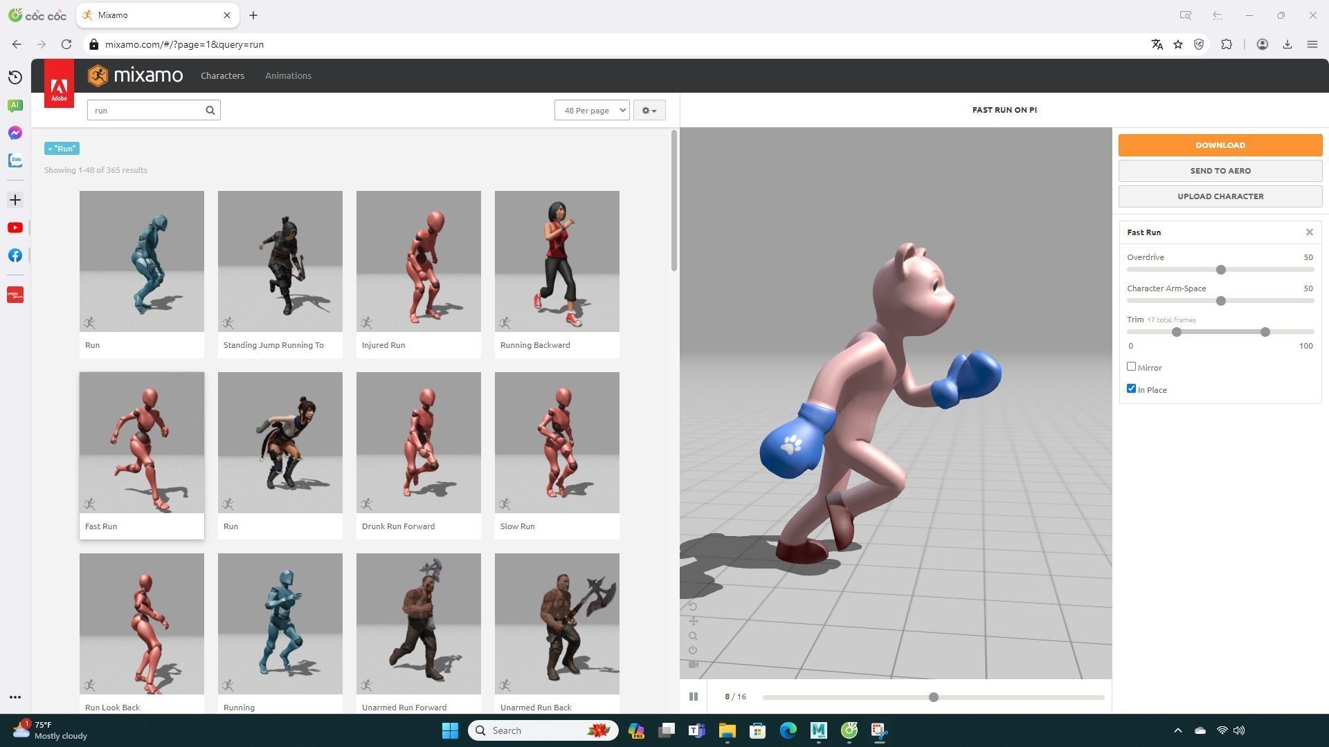 Boxing Pig Animal Animated Low-poly 3D model_7