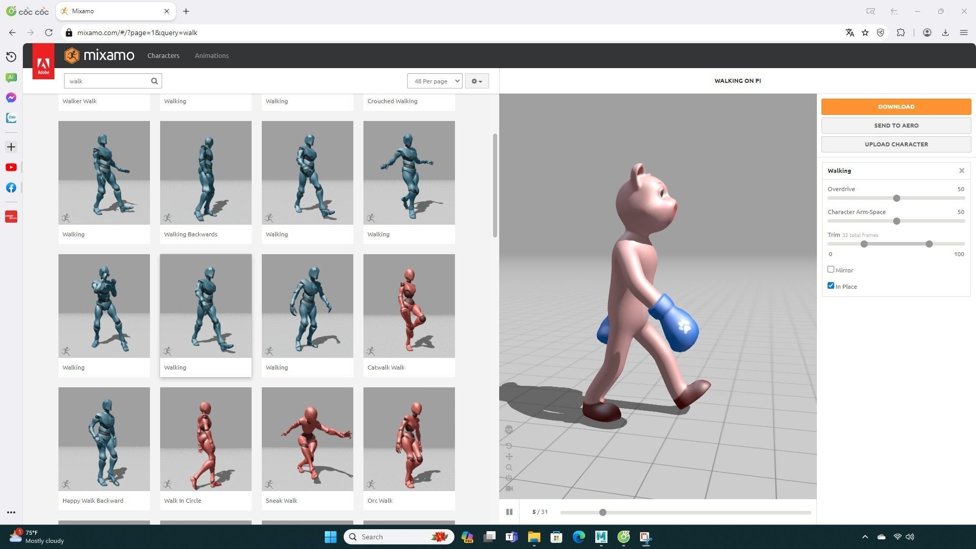 Boxing Pig Animal Animated Low-poly 3D model_4