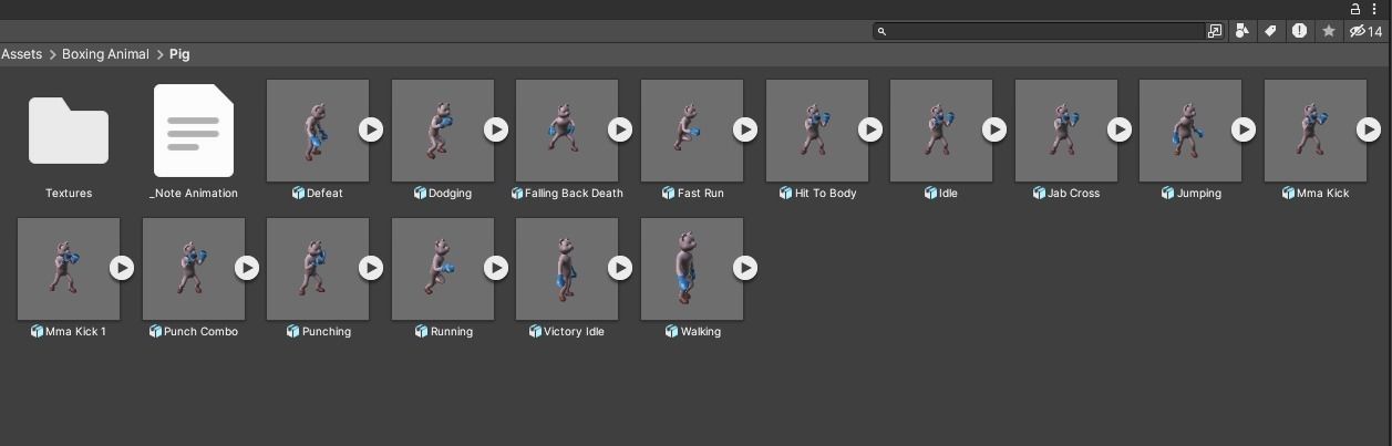 Boxing Pig Animal Animated Low-poly 3D model_9