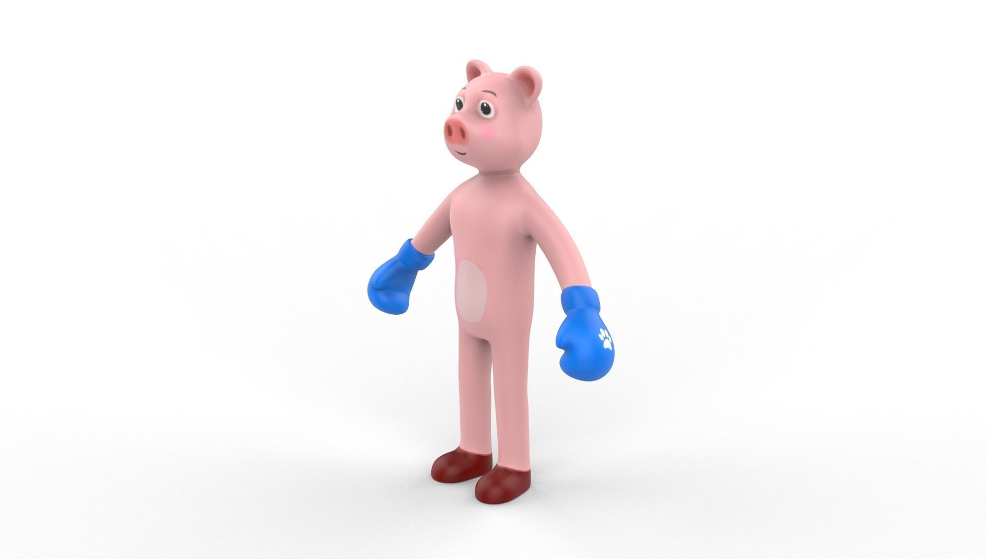 Boxing Pig Animal Animated Low-poly 3D model_13