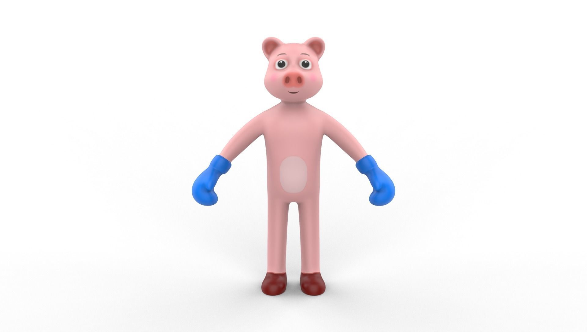 Boxing Pig Animal Animated Low-poly 3D model_11