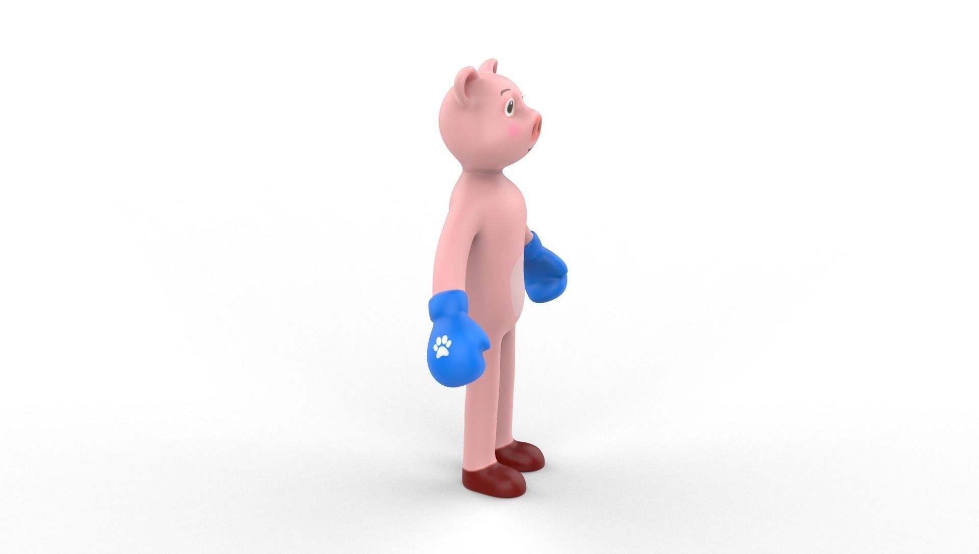 Boxing Pig Animal Animated Low-poly 3D model_24