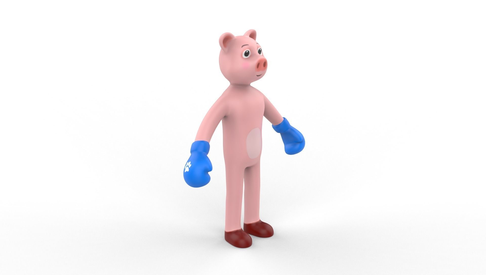 Boxing Pig Animal Animated Low-poly 3D model_23
