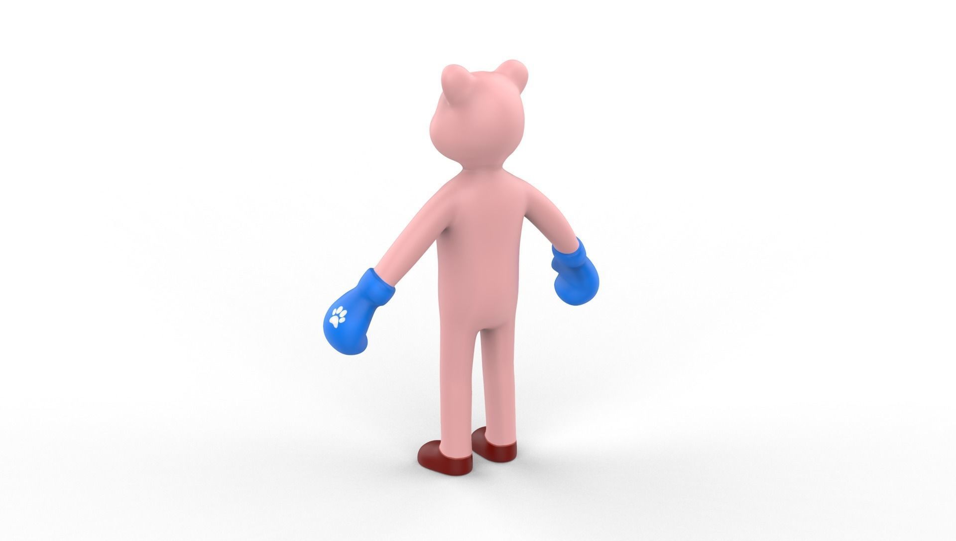 Boxing Pig Animal Animated Low-poly 3D model_17