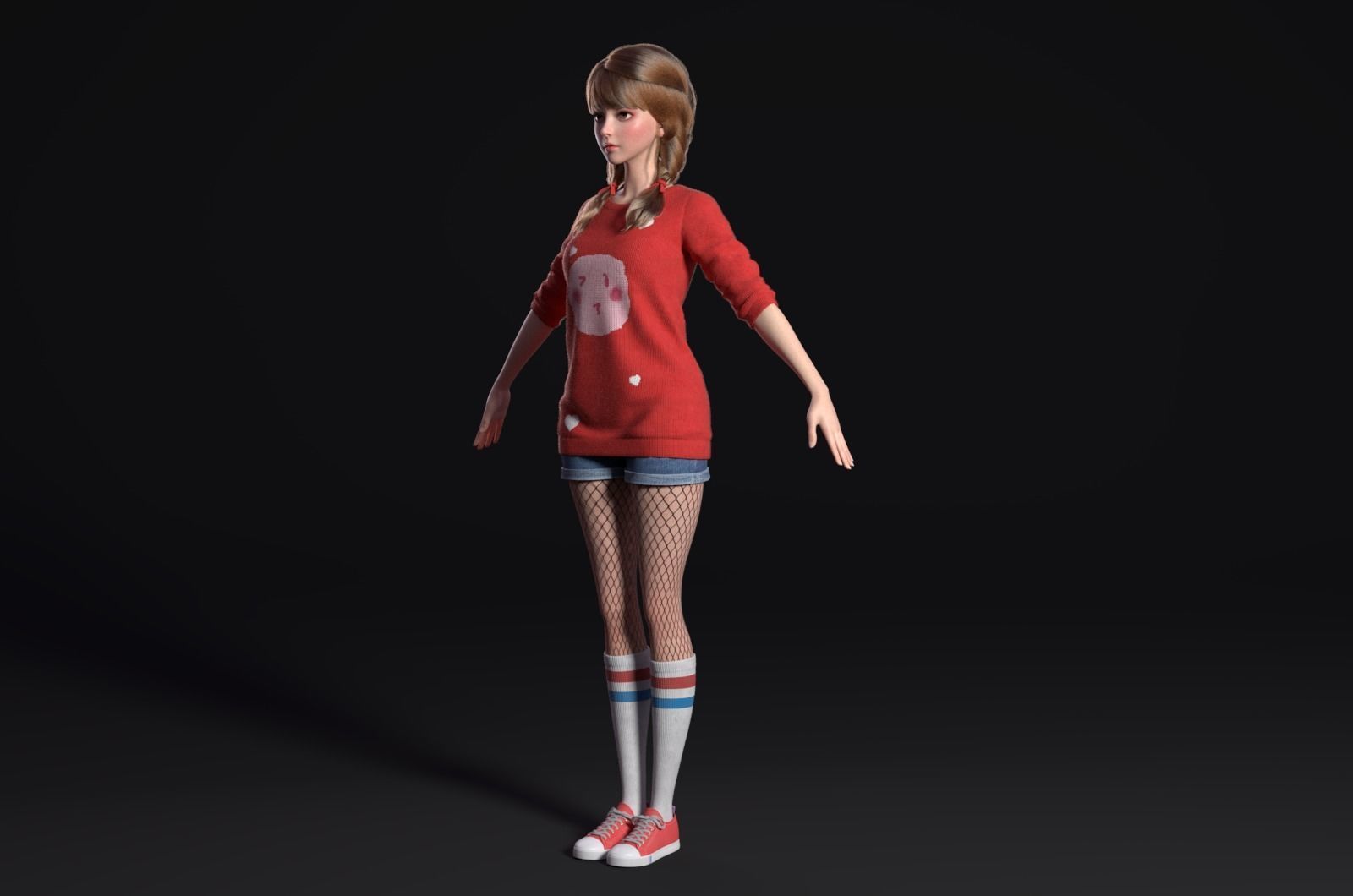 Beautiful girl   the body is simply bound 3D model_3