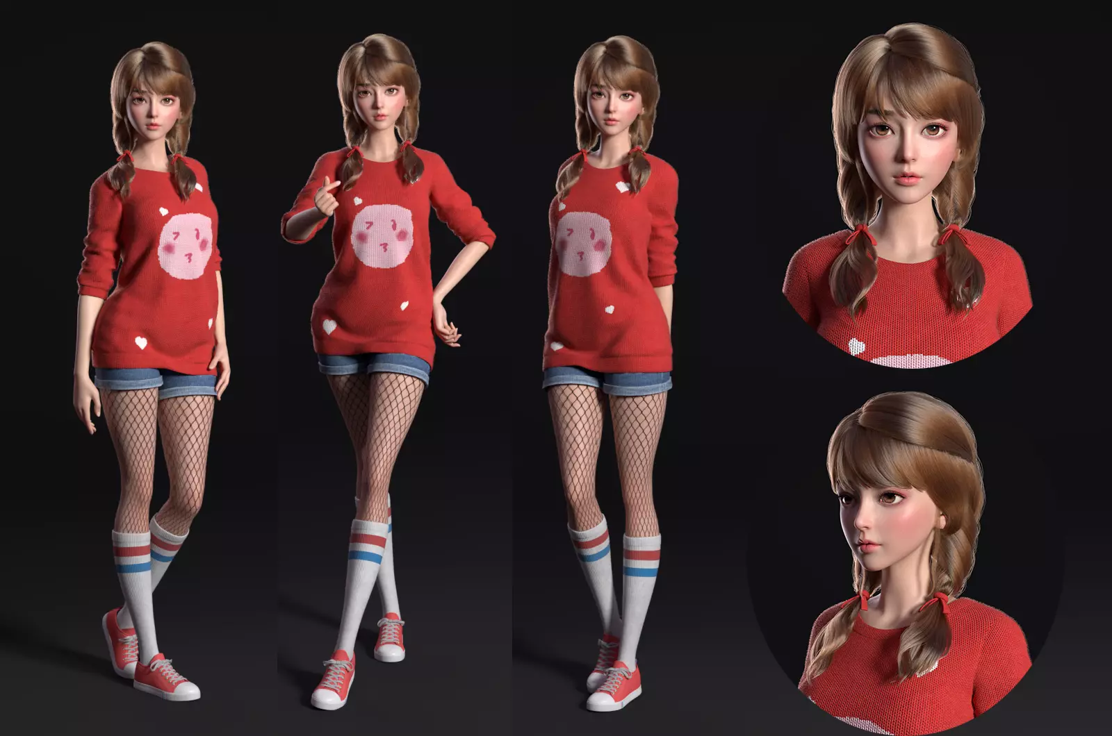 Beautiful girl   the body is simply bound 3D model_0