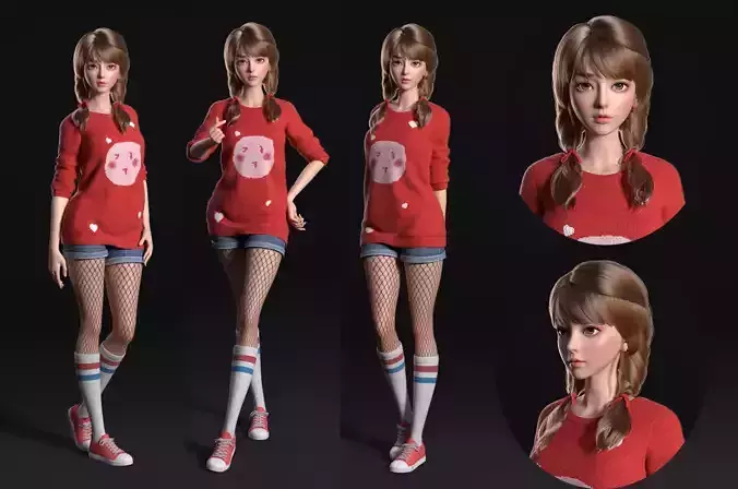 Beautiful girl   the body is simply bound 3D model Beautiful girl   the body is simply bound 3D model