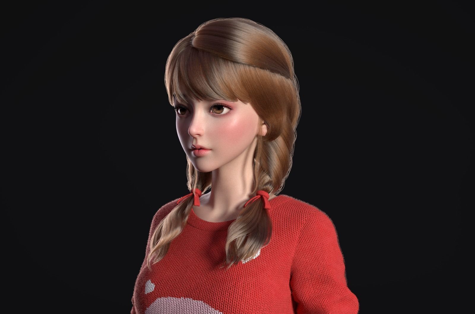 Beautiful girl   the body is simply bound 3D model_8