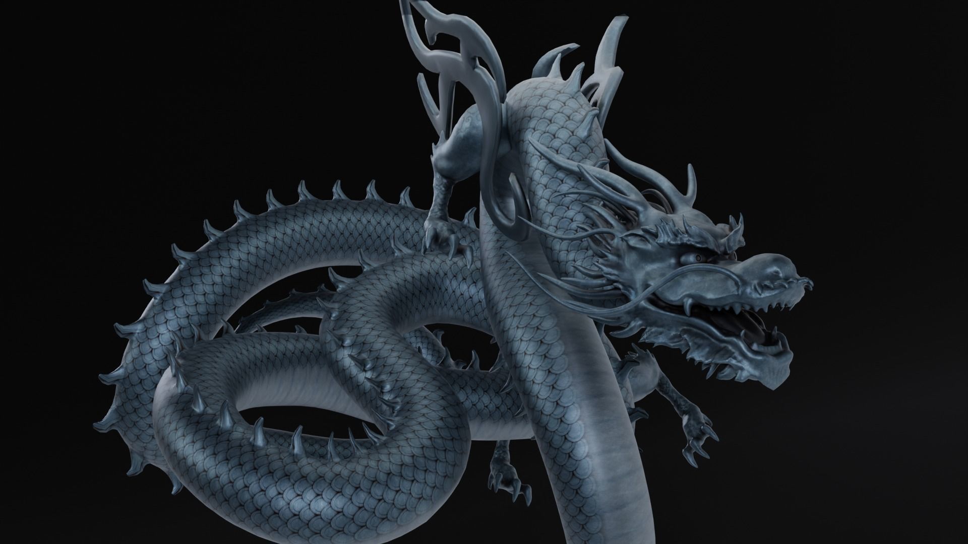 Dragon Sculpture 3D model_2