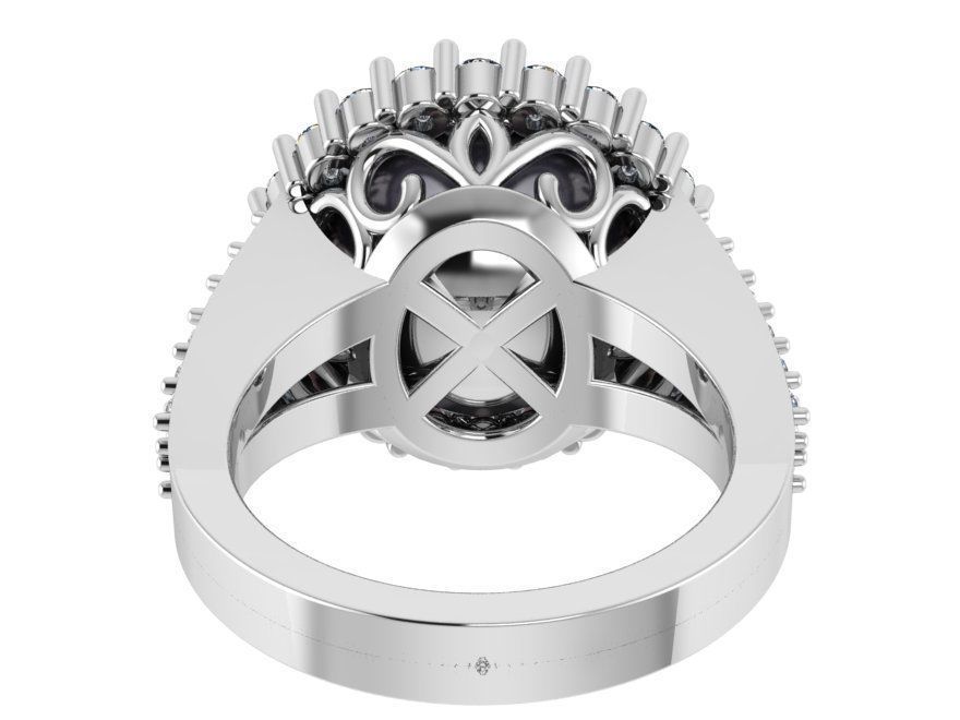 Pearl Halo Ring 0958 3D print model_3