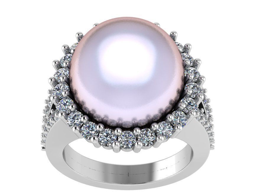 Pearl Halo Ring 0958 3D print model_2