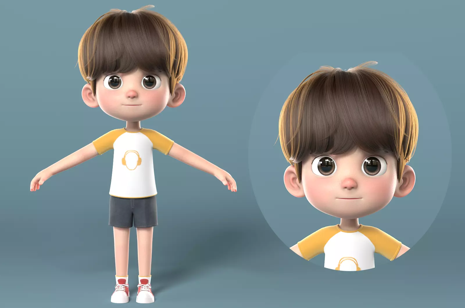 Cartoon cute boy 3D model