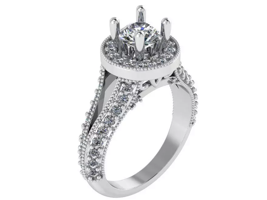 Round Diamond Ring 0960 3D print model