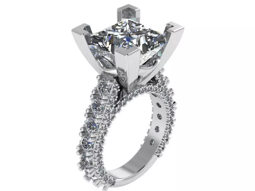 Princess Diamond Ring 0963 3D print model