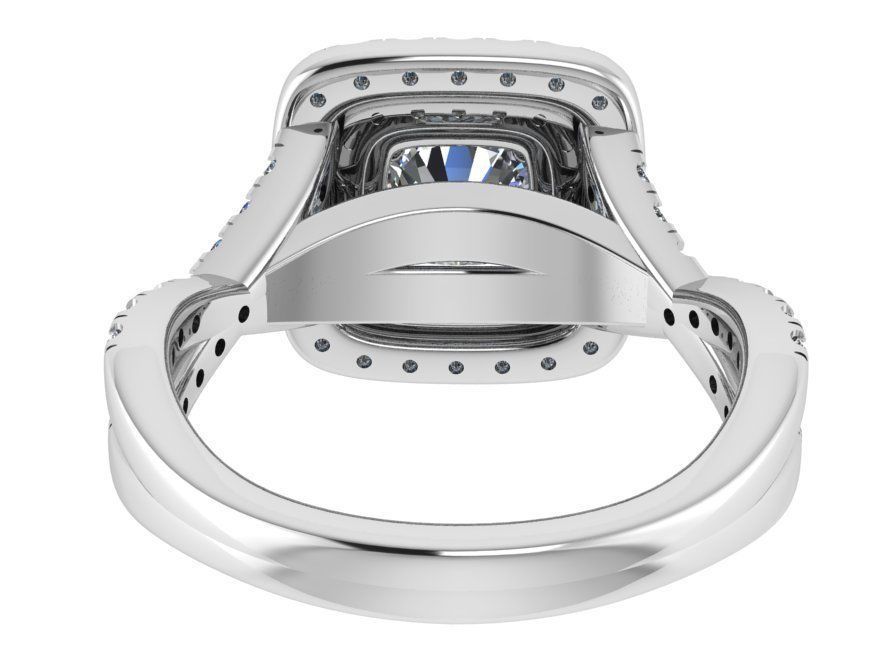 Square Double Halo Twisted Ring 0967 3D print model_3