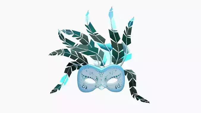 Carnival Mask J10 White Blue - Costume Character Design Low-poly 3D model