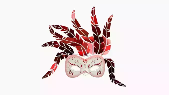 Carnival Mask J11 White Red - Costume Character Design Low-poly 3D model