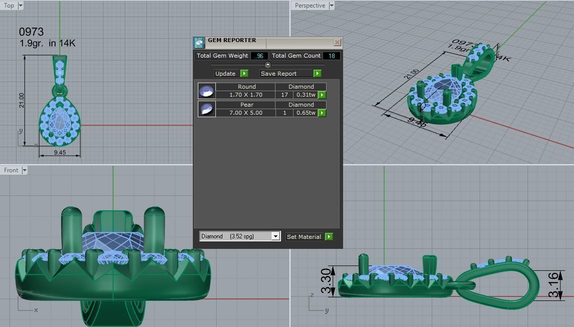 Pear Halo Pendant 0973 3D print model_4