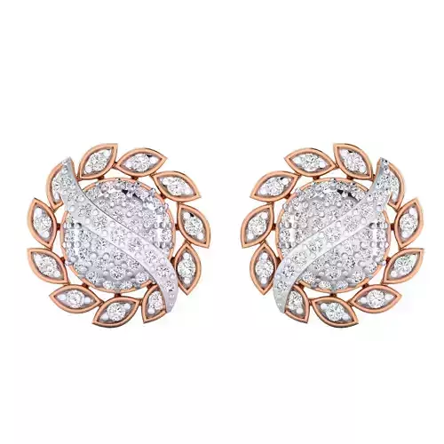 Flower High Jewelry Diamond Earrings 3dm stl renders details