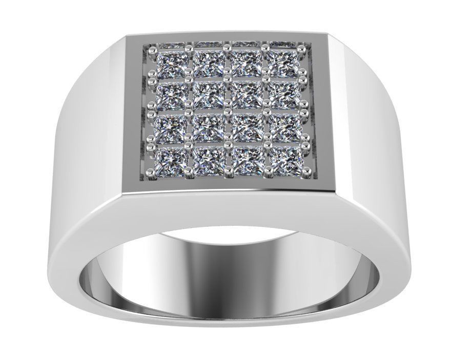 Square Ring With Diamonds 0976 3D print model_2