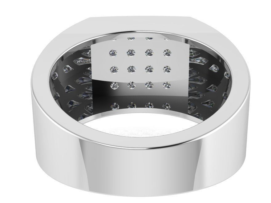 Square Ring With Diamonds 0976 3D print model_3