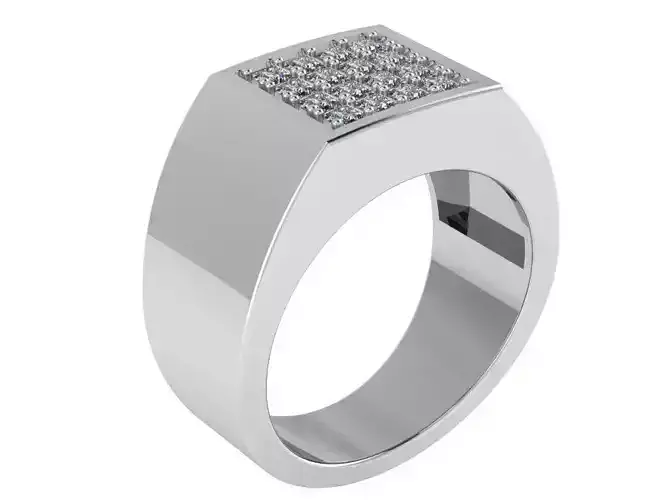 Square Ring With Diamonds 0976