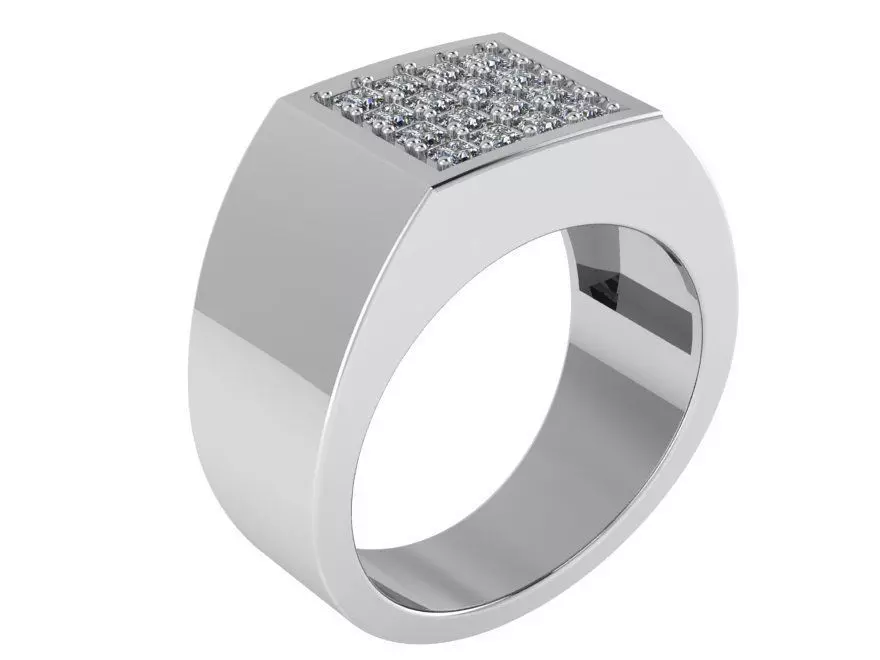 Square Ring With Diamonds 0976 3D print model_0