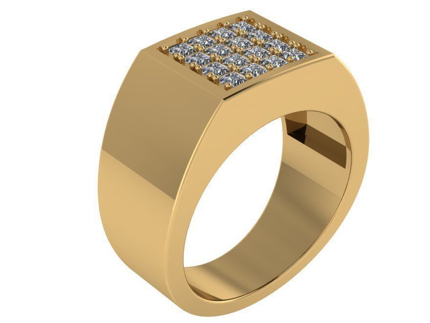 Square Ring With Diamonds 0976 3D print model_1