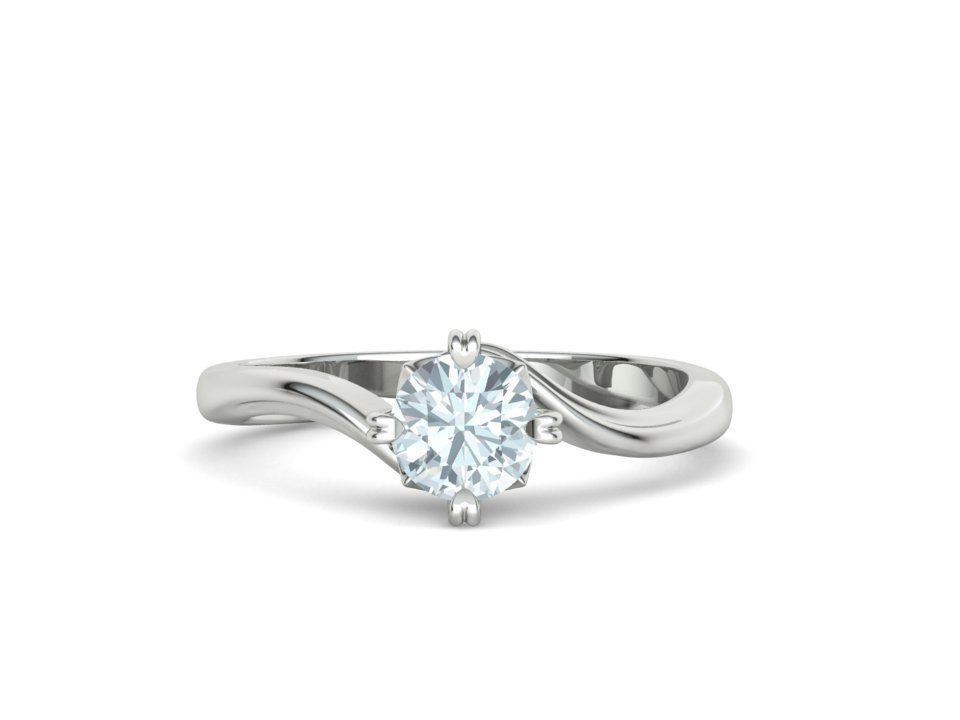 Bypass Solitaire Ring with 60pointer Diamond 4prong Setting 3D print model_13