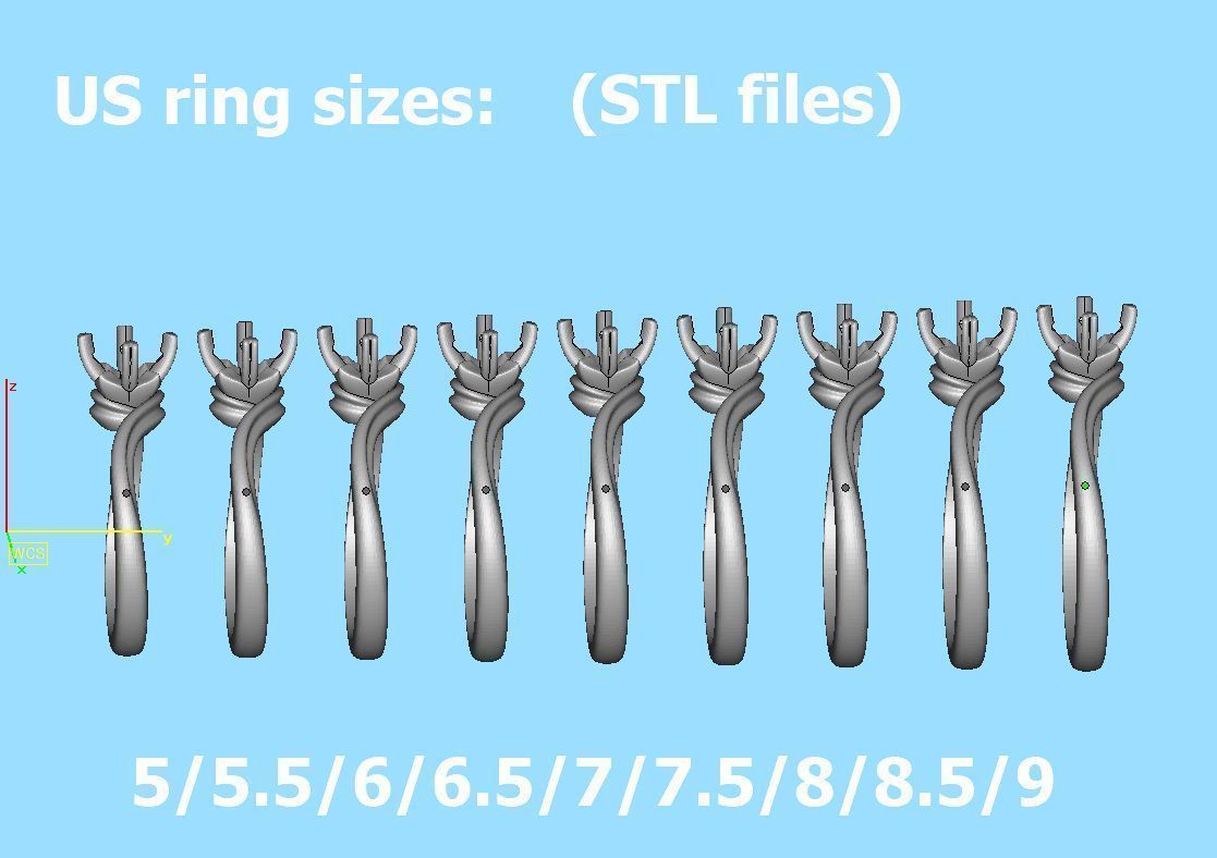 Bypass Solitaire Ring with 60pointer Diamond 4prong Setting 3D print model_8