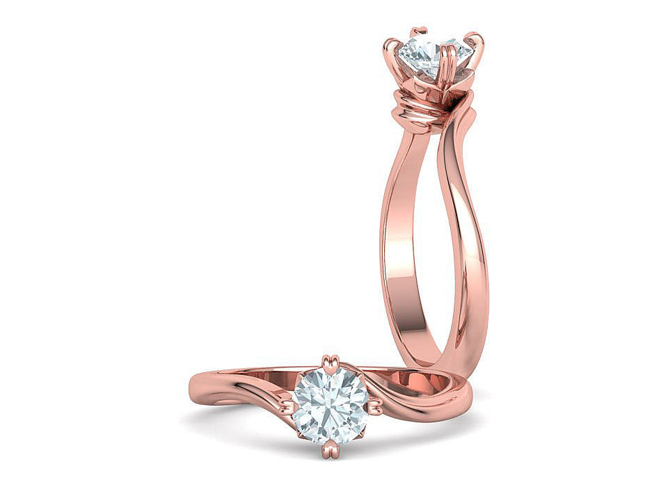 Bypass Solitaire Ring with 60pointer Diamond 4prong Setting 3D print model_3