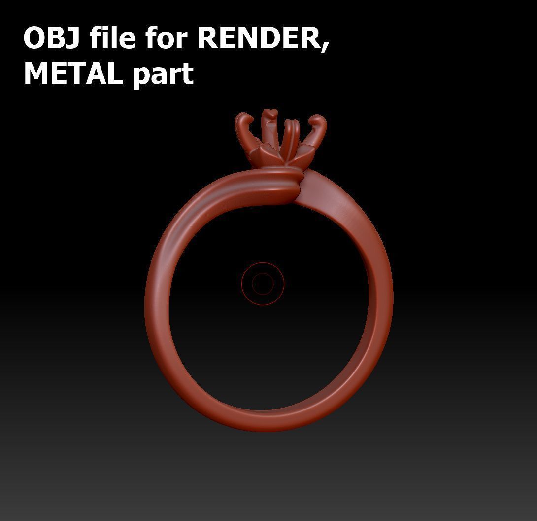 Bypass Solitaire Ring with 60pointer Diamond 4prong Setting 3D print model_10