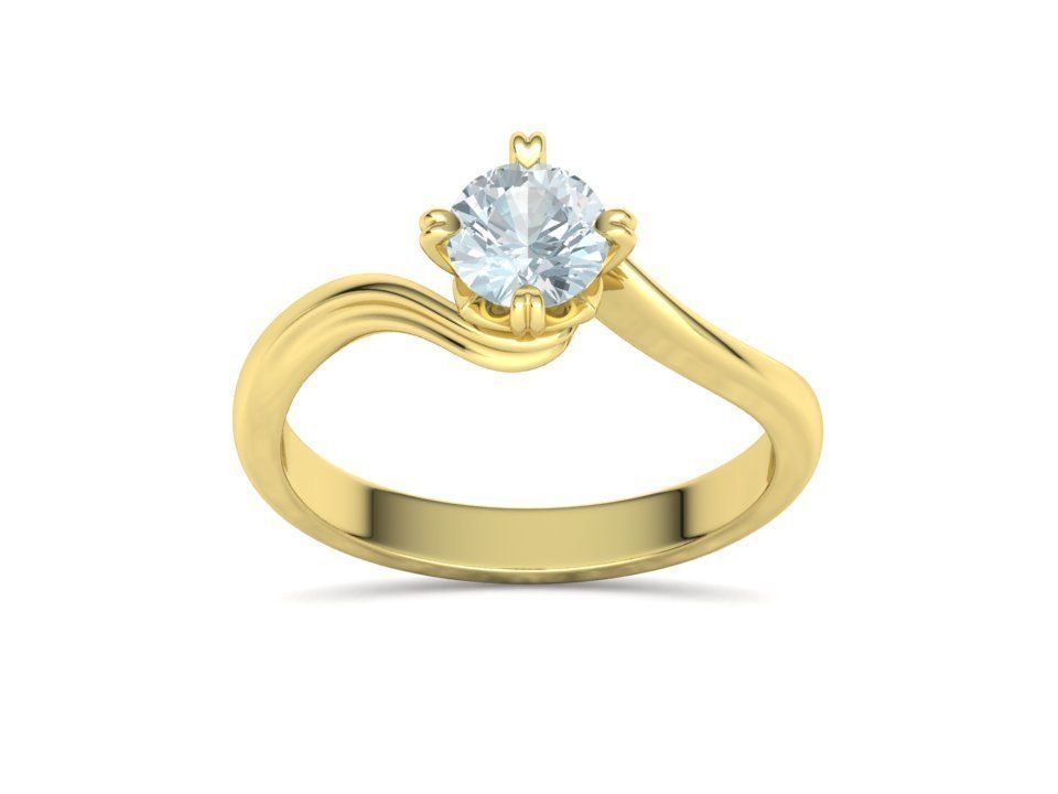 Bypass Solitaire Ring with 60pointer Diamond 4prong Setting 3D print model_15