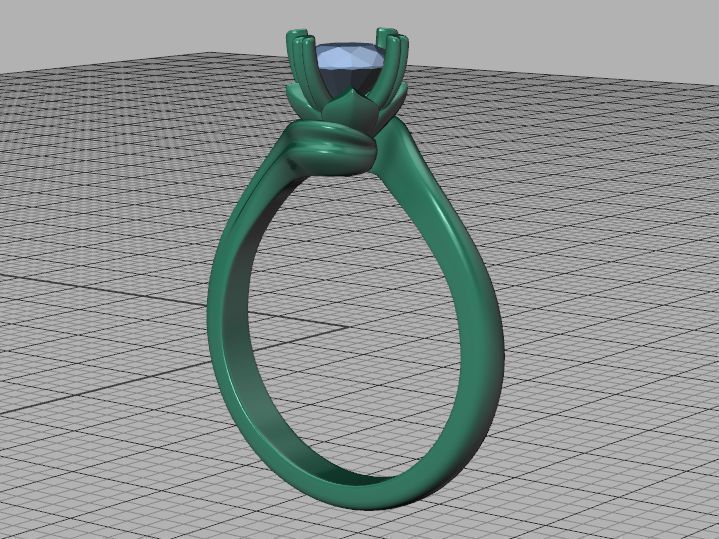 Bypass Solitaire Ring with 60pointer Diamond 4prong Setting 3D print model_34