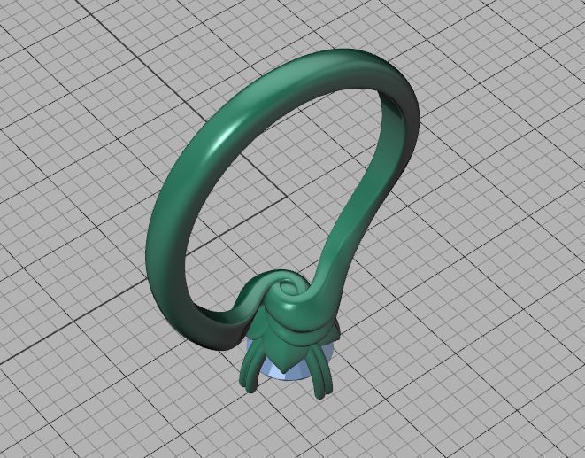 Bypass Solitaire Ring with 60pointer Diamond 4prong Setting 3D print model_36