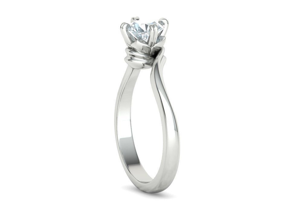 Bypass Solitaire Ring with 60pointer Diamond 4prong Setting 3D print model_22