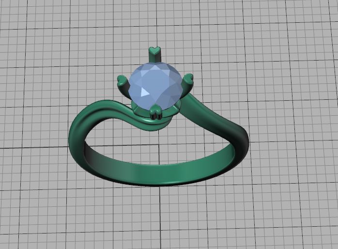 Bypass Solitaire Ring with 60pointer Diamond 4prong Setting 3D print model_35