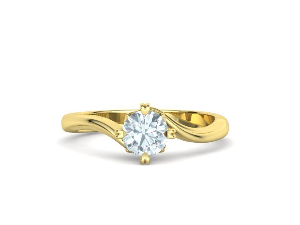 Bypass Solitaire Ring with 60pointer Diamond 4prong Setting 3D print model_12