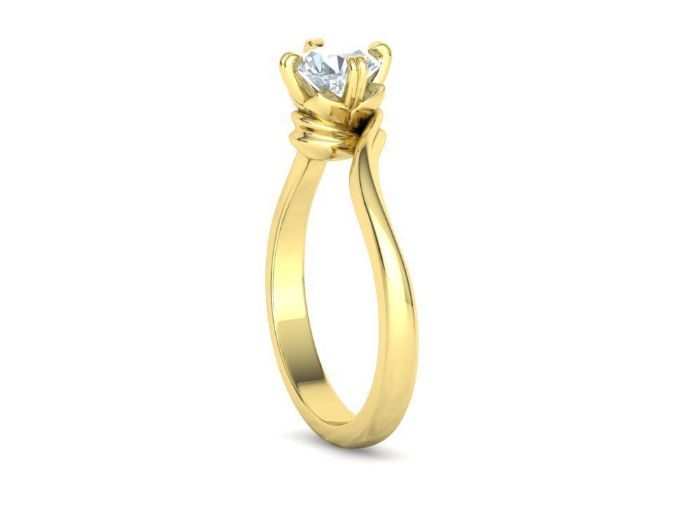 Bypass Solitaire Ring with 60pointer Diamond 4prong Setting 3D print model_21