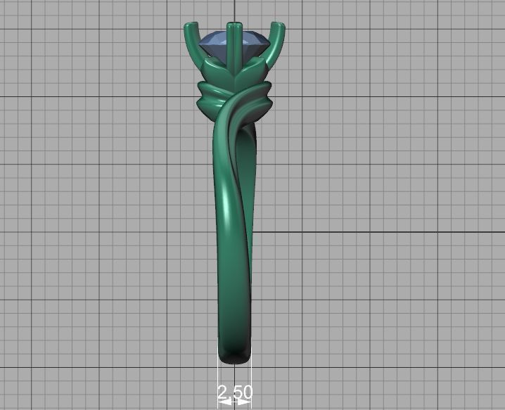 Bypass Solitaire Ring with 60pointer Diamond 4prong Setting 3D print model_32