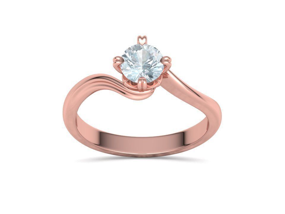 Bypass Solitaire Ring with 60pointer Diamond 4prong Setting 3D print model_14